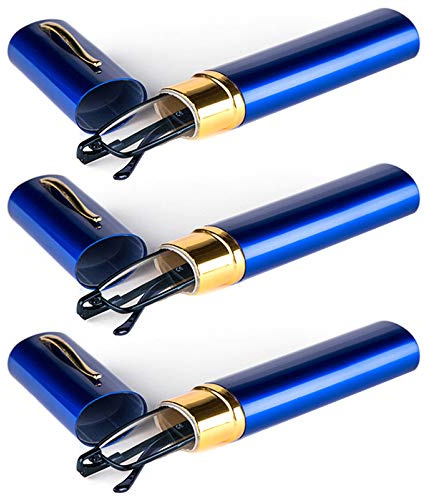 KOOSUFA Lesebrillen Herren Damen Tragbar Brillenhülle Metall Klassische Scharnier Schmal Leichte Stil Stärken lesebrille mit Etui Taschenclip Brillenetui