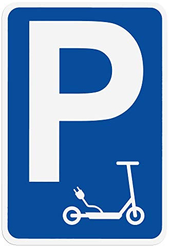Magnetschild Parkplatz für E-Scooter | Schild magnetisch mit Elektro-Roller Piktogramm | Wetterfest - Geeignet für Innen/Außen (15 x 22 cm)