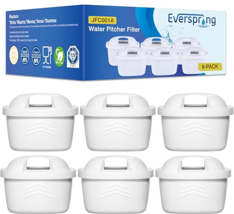 EVERSPRING Water Filter Cartridges Compatible with Brita Maxtra+, Maxtra Plus, Mavea, Anna Duomax, 6 Pieces