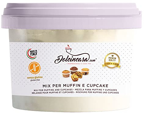 Dolcincasa-Preparato per Muffin Plumcake e Cupcake Senza glutine 500g Italiano Mix in Polvere pronto all'uso