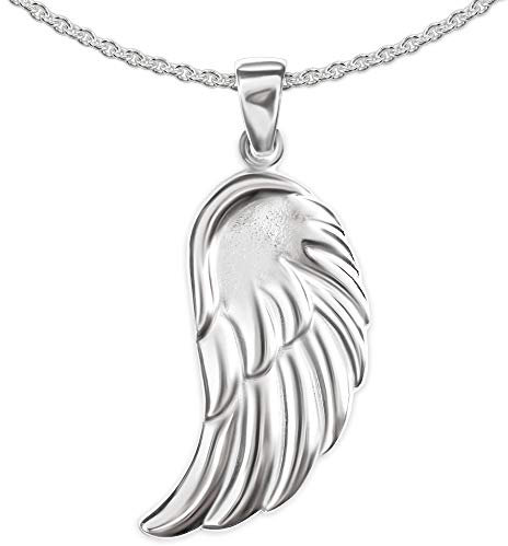 CLEVER SCHMUCK Engelsflügel Halskette Anhänger 29 x 14 mm glänzend & Kette Erbs 45 cm Sterling Silber 925 in Schmucketui