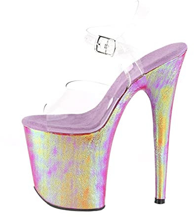 Platform High Heel Weibliche Pole Dance High Heels Sandalen Nachtclub Sexy Modell Party Pumps Sexy Nachtclub Stripper Schuhe 20Cm,Rosa,43 EU
