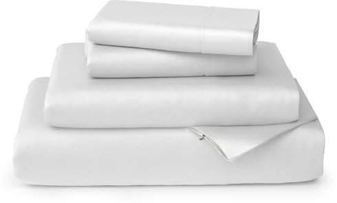 Cosy House Collection Luxury Bamboo Sheets - 4 Piece Bedding Set - Bamboo Viscose Blend - Soft, Breathable, Deep Pocket - 1 Duvet Cover, 1 Fitted Sheet, 2 Pillow Cases - King, White