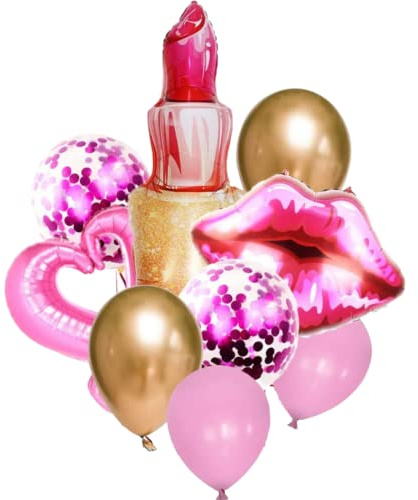 DIWULI Kiss me Ballon-Set - Herz Lippen Liebe Dekoration