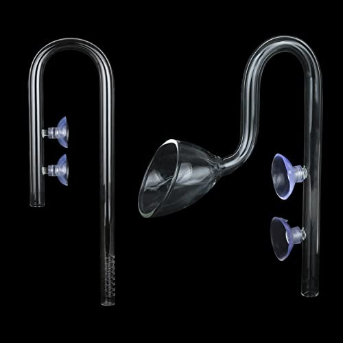 Caylingdee Lily Pipe Glass Inflow Outflow Set Aquatic U Shape Inflow Pipe Set for Aquarium Planted Tank Filter 13mm for 12/16mm(1/2 ID) Tubing
