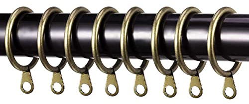 Antique Brass Curtain Pole Rings 40mm Strong Metal Curtain Hanging Rings Sliding Eyelet Rings Hanging Rings Pack of 60.