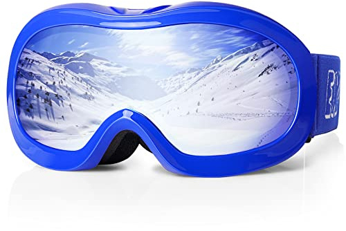 EXP VISION Masque de Ski pour Enfant 2 à 14 Ans Lunette Ski Masque Ski OTG de Garçon ou Fille Anti-UV Antibuée Compatible avec Casque Lunettes de Neige