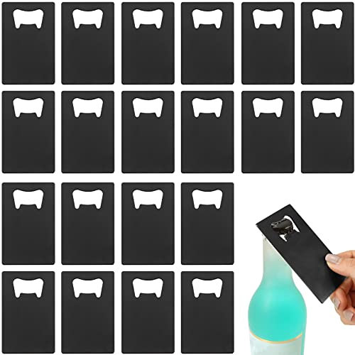 TOPTIE 50 PCS Credit Card Bottle Opener, Stainless Steel Black Beer Openers for Your Wallet, Party & Wedding Favors