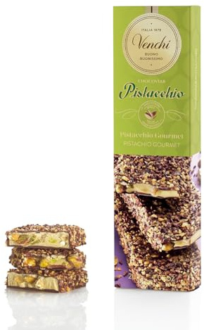 Venchi - Stecca Chocoviar Pistacchio, con Croccanti Pistacchi, Granella di Toffee e Nibs di Cacao, 200 Gr, Senza Glutine, Senza Coloranti e Senza Conservanti