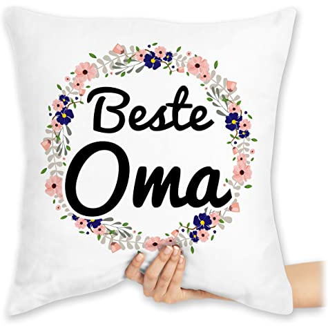 Kissen 40 x 40 cm - Großmutter - Beste Oma Geschenk - 40 x 40 cm - Weiß - Enkelkinder für omi Grandma zierkissen Grandmother Bester kissenhülle Grossmutter ist die oma. der Welt Grandmas
