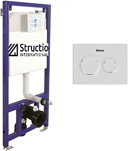 Structio International WC a parete, cassetta di risciacquo a incasso, elemento di montaggio e piastra di pressione (piastra di pressione 10, PP, Blu)