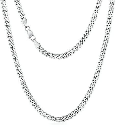 KRKC&CO 6mm Kette Herren, Herren Edelstahl Panzerkette mit Diamantschliff, Silbrig Cuban Link Chains Silberkette, Geschenke für Damen Mädchen Männer Jungs, [Länge 50,8cm]