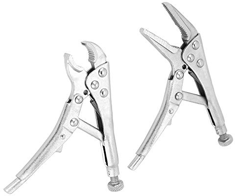 Alvinlite Gripzange, kleine Gripzange mit gebogenen Backen, gerade, 2 Stück, Größe 125 mm/4,9 Zoll, lang und 110 mm/4,3 Zoll |kurz| Spannzange