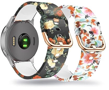 2-PCS Silikon Armbänder Kompatibel mit Garmin vivomove hr/VivoMove Trend- Muster Sport Weiches Ersatzband Für Damen Herren Armband (1)