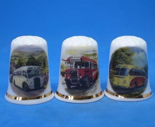 Porzellan-Fingerhüte, 3er-Set, Vintage-Busse