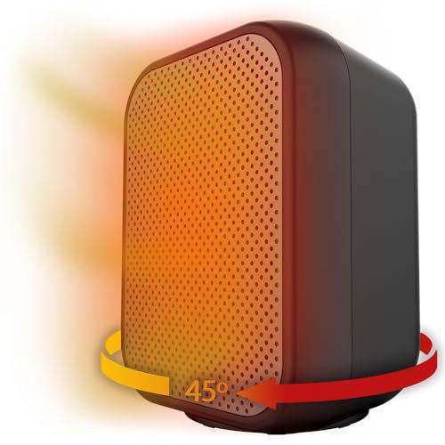 Cecotec Riscaldatore da tavolo in ceramica ReadyWarm 1500 Max Ceramic Rotate. 1500 W, oscillazione, termostato regolabile e 3 modalità di funzionamento, area di copertura di 15 m2