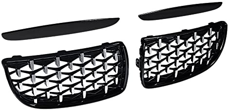 Seprendi Rejilla de metal negro brillante y cromado Meteor para 3 Series E90 E91 325I 328I 335I Pre- 2005-2008