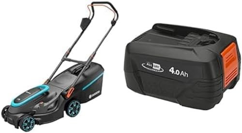 Akku-Rasenmäher PowerMax 37/36V P4A Solo + System Akku P4A PBA 18V/72 4,0 Ah + Gerätehandschuh Größe 10/XL
