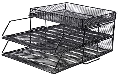 MAGICLULU 1stück Stapelbares Ablagefach Für Dokumente Multifunktionaler Büro Organizer Aus Metallnetz Zur Aufbewahrung Von Magazinen Ordnern Und Akten Schwarz