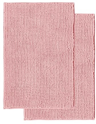 Decomira Alfombra de Baño Antideslizante de Chenilla | Alfombrilla súper Absorbente y Lavable a máquina | para el baño, la Ducha, la bañera o como Alfombra WC | Rosa - 50x80 cm (2 Pza)