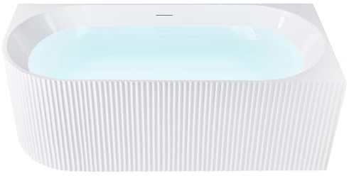 Modernt vänster hörnbadkar 170 x 80 cm Akryl Musselerad yta Badrum Matt Vit Gocta