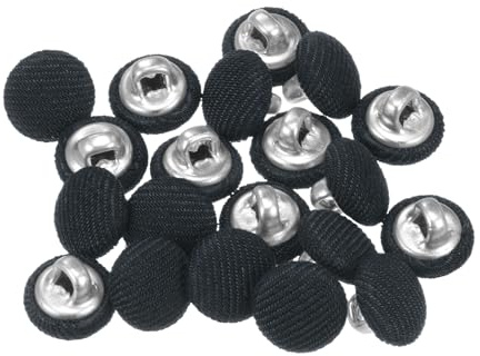 QUARKZMAN 20 Stück Knöpfe mit Stoffüberzug 10mm Runder Metallschaft Ösen Stoffknöpfe mit Stoff bezogen Nähknöpfe Vintage Ösenknöpfe für Anzüge Kleider Blusen Bastel DIY, Marineblau