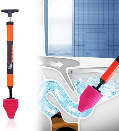 Hochdruck-WC-Entsperrung, One-Shot-Toilettenrohr-Kolben 2024, verbessertes WC-Saugglocken-Set, Hochdruck-Luftablauf, Verstopfungsentferner, Sanitärwerkzeug für Waschbecken, Badewanne, verstopfte Rohre
