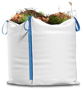 PackPos Big Bag mit 4 Schlaufen, Tragfähigkeit 1000 kg - Big Bag Säcke für Bauschutt, Holz, Gartenabfallsack, Laubsack, Pflanzensack, Kompost, Müllsäcke, Gartensack, Bauschuttsäcke 90x90x90 cm, 729L