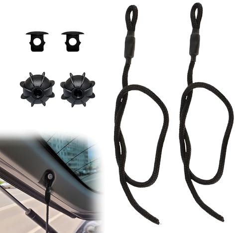 MEKEET 2PCS Parcel Shelf String Black Nylon Rubber Car Boot Strings Roof Rack Attachment Straps Rear Wrap Rack Fixing Ropes Tonneau Lid with Rope Lanyard