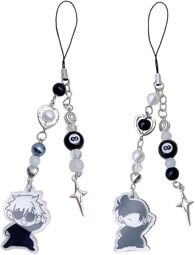 HSAJS Handy-Anhänger Anime Gojo Geto Inspiriert Telefon Charms Schlüsselanhänger 2 Stück süße Y2K-Anhänger Zubehör für Handytasche Schlüsselanhänger Kamera-Anhänger