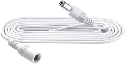 Security-01 1m DC Power Verlängerungskabel, Stecker 5.5mm x 2.1mm, unterstützt DC 5V 6V 9V 12V 24V, für Sicherheitskameras, DVR, Router, Drucker, LED Strip, Weiß