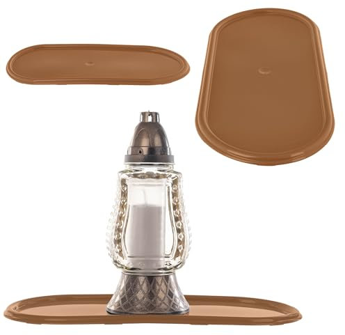 KADAX Base de plástico para luz de tumba, bandeja ovalada para tumba, base de plástico para flores y velas, protección para tumba (oro, 43,5 cm)