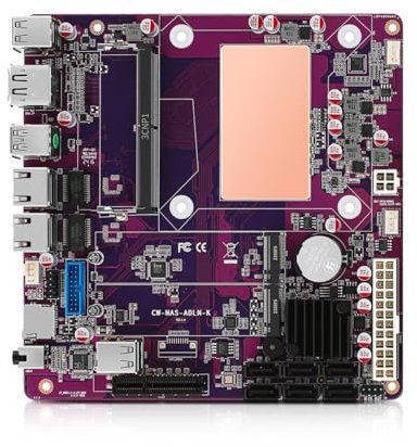 MNBOXCONET Carte mère N305 NAS DDR5 Low Power, Mini ITX avec 6 × SATA3.0, carte mère 2 x NVMe (PCle3.0 x1), 8 Go de RAM 128 Go SSD, double LAN 2,5 Go, fente PCle 3.0 x 4, fente TF