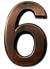 WANGZEYU House Numbers 1Pcs Bronze Digital Door Number Plate Self-adhesive Mailbox Outdoor Address Numbers Sign Apartment Office Hotel Room Door Number Front Door Numbers(Number 6)