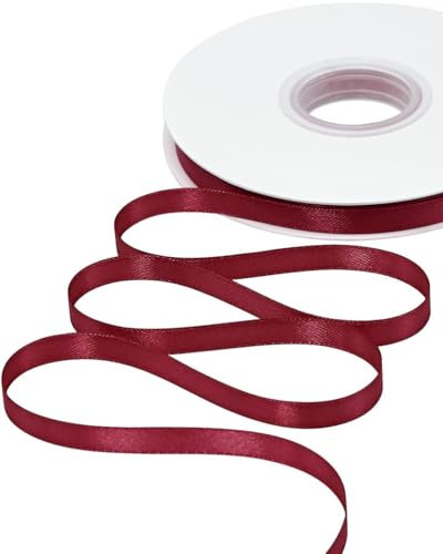 TPZORJX 45 m Satinband Weinrot, 3 mm Geschenkband Rot Schleifenband Rotes Band Dekoband für Geschenkverpackung Basteln Weihnachten Geburtstag Hochzeit Deko