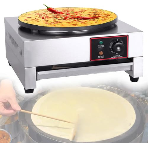 QUSYZD Crepera, máquina para Hacer panqueques Antiadherente de 16 Pulgadas, sartén para panqueques de 40 cm, Plancha para Crepes de Acero Inoxidable de Escritorio Comercial, eléc,Electric
