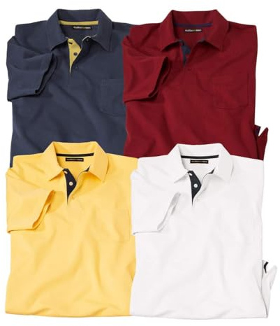 ATLAS FOR MEN - 4er-Pack Herren-Poloshirts - Kurze Ärmel - Erhältlich in großen Größen von M bis 5XL