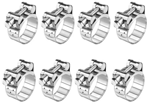 Collier Serrage Inox: 8 Pièces 29-31mm, Colliers de Serrage À Boulon Articulé, Collier de Tuyau D'Échappement Réglable, Résistant À La Chaleur pour Moto