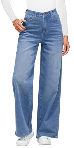 Roskiky Stretch Jeans for Women Womens High Waisted Wide Leg Jeans XL Cool Blue