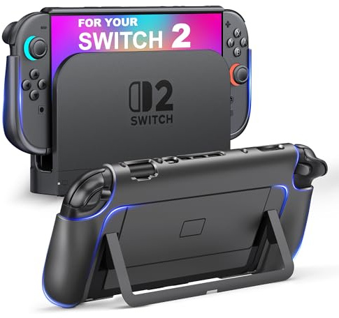 Gammeefy Ergonomic Grip Case for Nintendo Switch 2, Comfort Switch 2 Protective Case Accessories Supports Seamless TV Dock & Desktop Mode, Quick-Release Joy-Con Design
