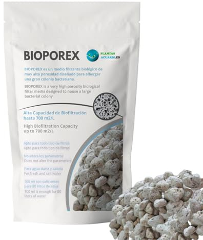 Material Filtrante BioPorex Plantasacuario – Mayor Superficie Que los Canutillos Tradicionales – Alta Porosidad para Filtros de Acuario – Mejora Biologíca y Calidad del Agua – 250 ml