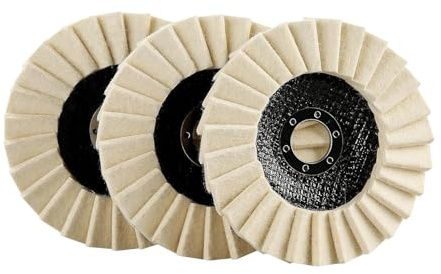 Jingyingtt 3 st. 5-tums polerskiva i ullfilt for vinkelslipmaskiner – 115 mm/125 mm lamellskiva for metall, trä, sten, rostfritt stål Buffinghjul(115mm)