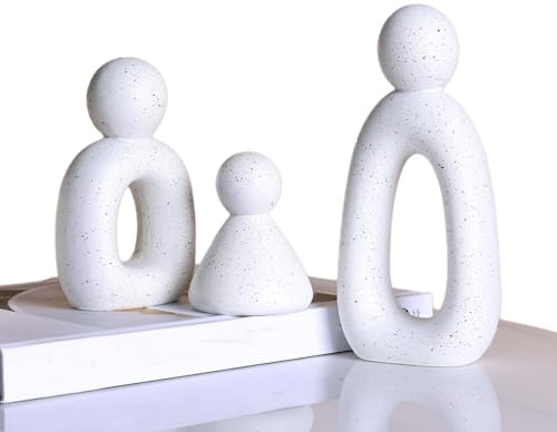 Statua Famiglia Astratta in Resina 3 Pezzi – Scultura Decorativa per Decorazione Casa Moderna, Statua Decorativa Interna con Design Minimalista, Ideale per Decorazione Soggiorno, Decorazione Cucina