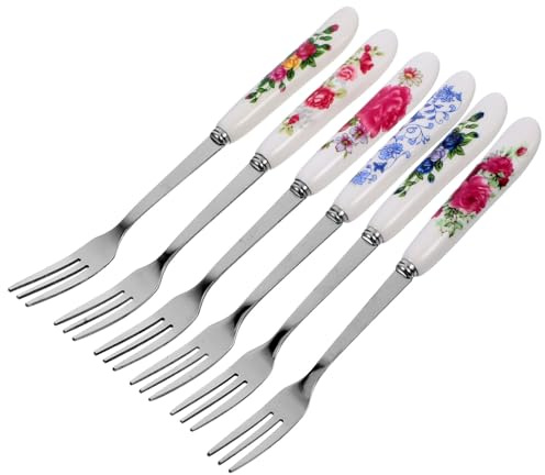 BIUDECO 6 pezzi Forchette Piccole per Dessert in Acciaio Inossidabile con in Ergonomico Resistenti e Riutilizzabili per Dolci Frutta e Buffet