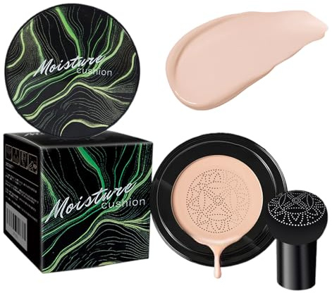 CC Cream Foundation with Mushroom Head Air Cushion - Liquid Foundation CC Cream,Moisturizing Concealer - Full Coverage for Flawless Makeup,Brightening Pigment, Even Skin Tone Makeup