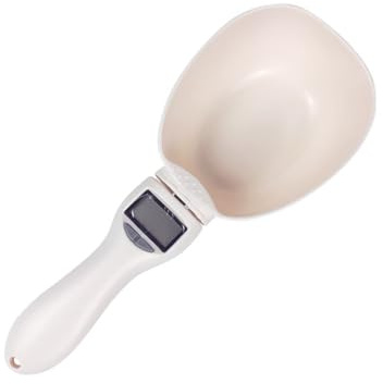 Zanthicia Cuchara medidora de Comida para Mascotas fácil de Limpiar con Pantalla LCD Transparente, Taza medidora Comida para Perros, báscula Cuchara Digital ABS