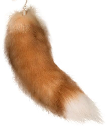 Grtheenumb Kunstfell-Schwanz, Kunst-Therian-Schwanz, 38, 1–41, 9 cm großer Fuchs-Schlüsselanhänger, modisches, Flauschiges Fell, wunderschönes Pelz-Cosplay-Spielzeug für Handtaschen-Rucksäcke