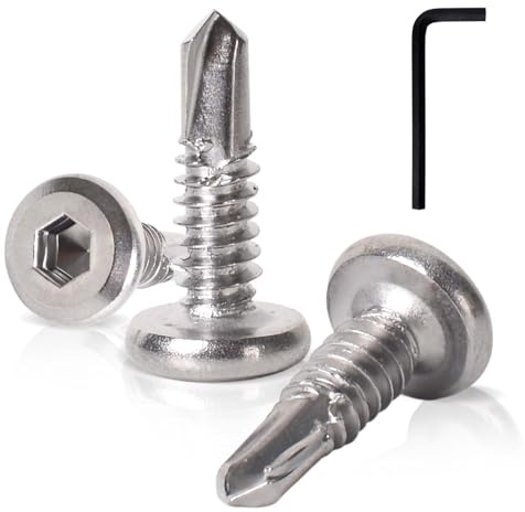 150 Blechschrauben M5 x 19 mm, 4 Mm Für Die Installation Und Konstruktion Werden Ein Sechskantschlüssel (Schwarz) Und Selbstbohrende Sechskantschrauben Mit Flachem Kopf Aus Edelstahl 410 Mitgeliefert