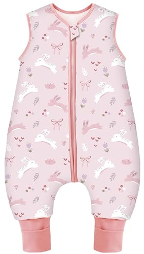 Teechodina Baby Schlafsack mit Füßen 2.5 Tog Kinder Winter Schlafsack mit Beinen für Jungen und Mädchen, 2.5 Tog/Kaninchen, 100cm/Baby Höhe 110-120cm