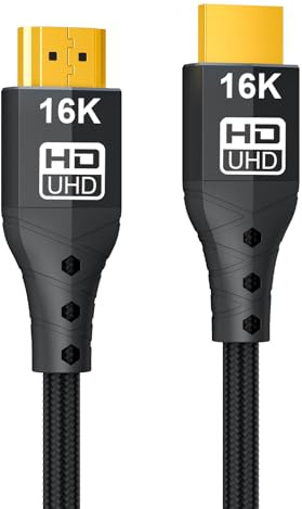 ZIKNYDO Cable HDMI 2.2 1,5m, (Ultra High Speed 96Gbps, 16K/10K/8K/4K, Dynamic HDR, HDR10+, Dolby Vision, Dolby Atmos, DTS:X, HDCP 2.2&2.3, Trenzado), compatible con cable HDMI 2.1/2.0, PS5, Xbox, HDTV